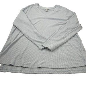 Ava And Viv Women's 1X Sweater Shirt Long Sleeve V Neck Ribbed Light Blue NWOT
